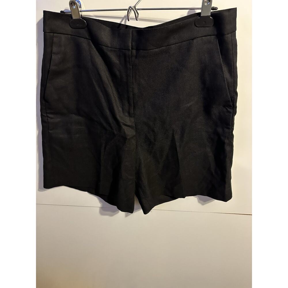 J.Crew Women Size 10 Black Linen Blend Trouser Shorts High Rise 7” inseam Preppy